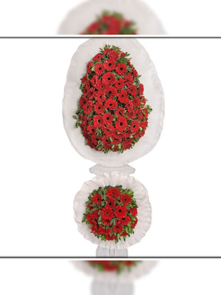 Kırmızı Gerberalar Çift Katlı Çelenk