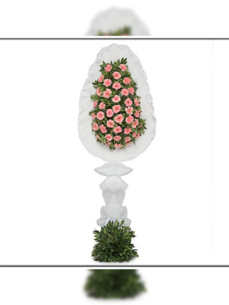 Tek Katlı Büyük Pembe Gerbera Çiçekli Çelenk