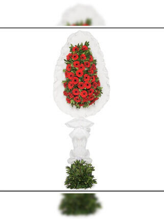 Tek Katlı Kırmızı Gerbera Çiçekleri Çelenk