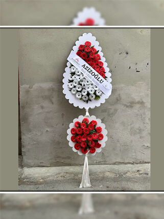 Yapay Çiçekli Çift Katlı Çelenk