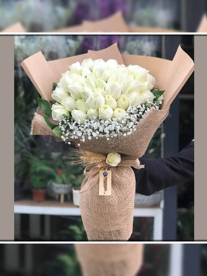 50 Beyaz Gül Buketi