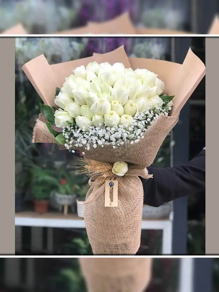 50 Beyaz Gül Buketi