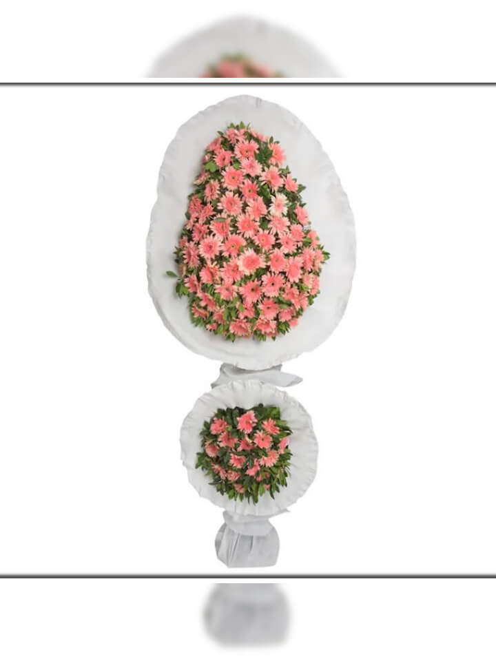 Pembe Gerberalar İki Katlı Çelenk